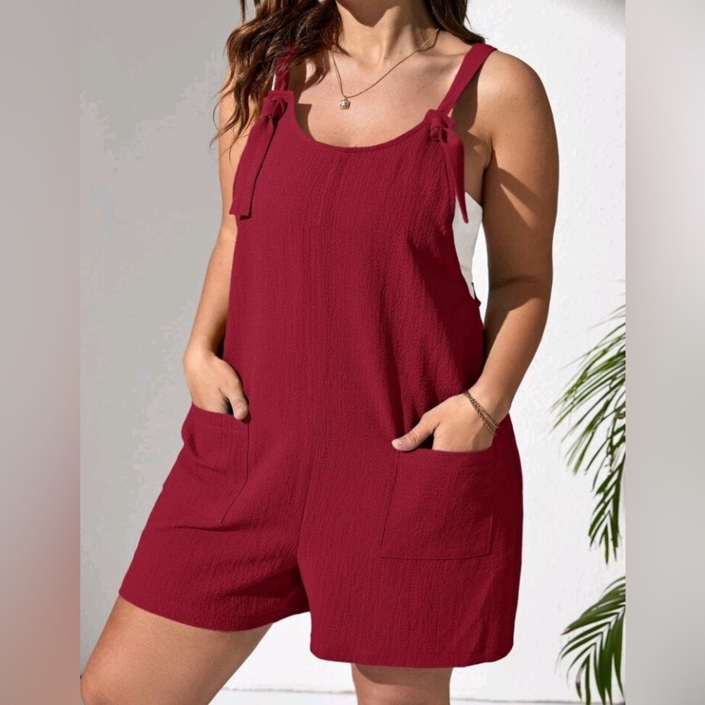 SHEIN Burgundy Tie-Strap Jumpsuit XXXL‎